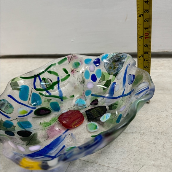 Fused, glass art glass bowl, decorative piece - Picture 11 of 14